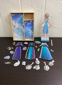 used Disney Frozen Elsa Wooden Magnetic Doll Dress-Up Kit