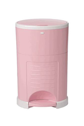 used Diaper Dekor Plus Diaper Pail, Soft pink and white