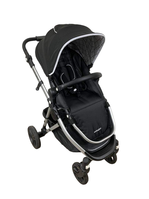 used Mockingbird Single Stroller, 2023, Black, Windowpane, Silver With Black Leather