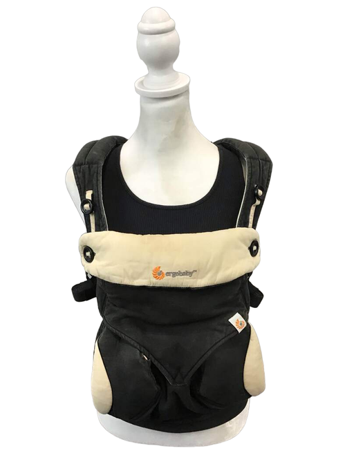 secondhand Ergobaby Four Position 360 Baby Carrier, Black Camel, With Easy Snug Insert