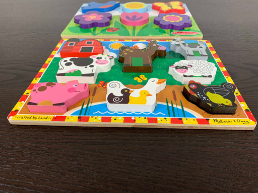 secondhand BUNDLE Melissa & Doug Wooden Puzzles, Farm animals and springtime 