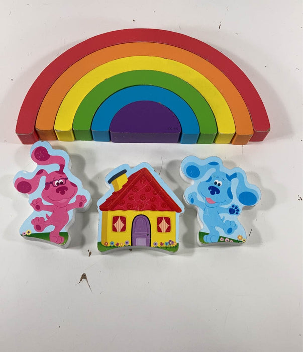 secondhand Melissa & Doug Blue's Clues & You! Wooden Rainbow Stacking Puzzle