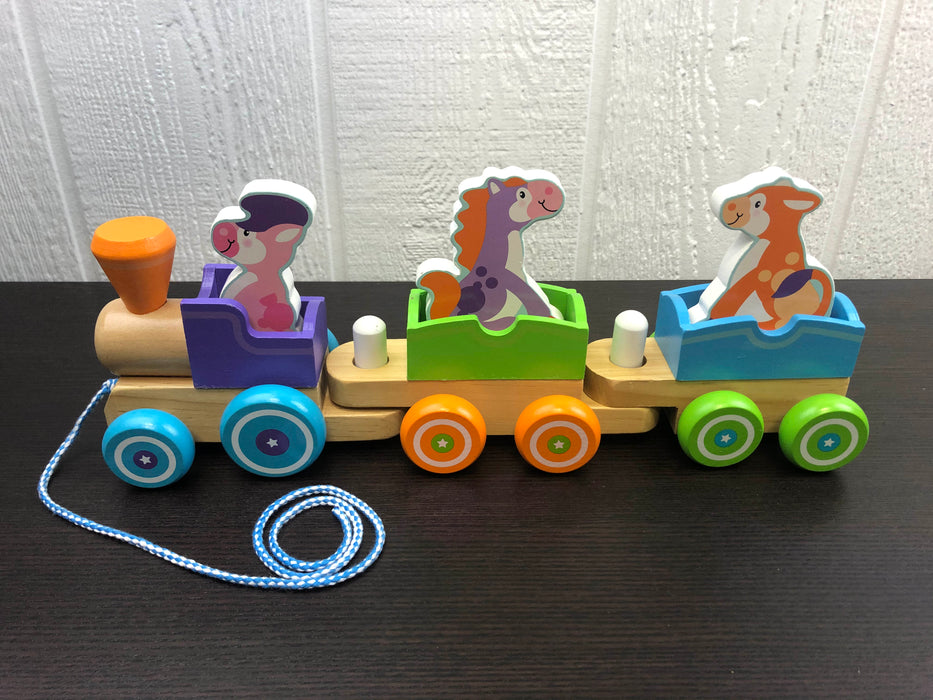 used Melissa & Doug First Play Wooden Rocking Animals Train