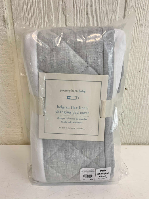 used Pottery Barn Kids Changing Pad Cover, Belgian Flax Linen Gray