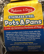 used Melissa & Doug Stainless Steel Pots And Pans Pretend Play Kitchen Set