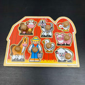 used Melissa & Doug Jumbo Knob Puzzle Set, Shapes and Barn