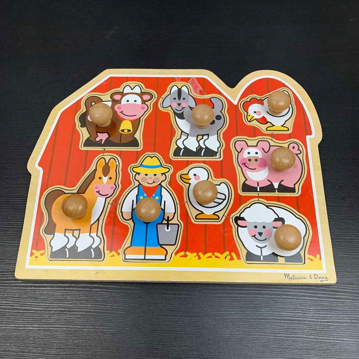 used Melissa & Doug Jumbo Knob Puzzle Set, Shapes and Barn