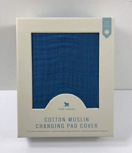 used Little Unicorn Cotton Muslin Changing Pad Cover, navy blue