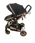 secondhand Kikkaboo Amaia 3-in-1 Transformable Seat Stroller, Black Rose Gold