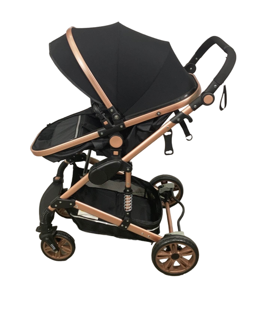 secondhand Kikkaboo Amaia 3-in-1 Transformable Seat Stroller, Black Rose Gold