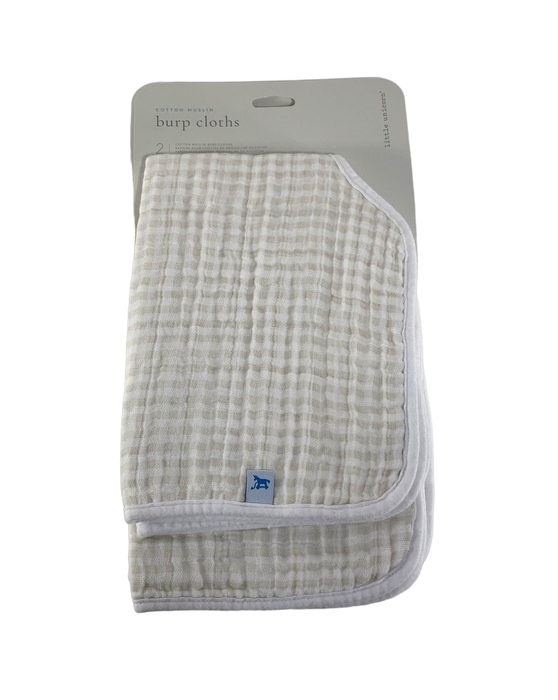Shop Little Unicorn Cotton Muslin Burp Cloth 2 Pack, Tan Gingham at GoodBuy Gear