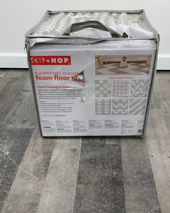 secondhand Skip Hop Interlocking Foam Floor Tiles Playspot, Grey Cream