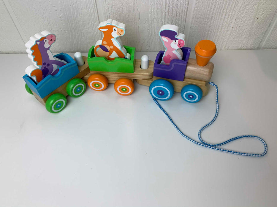 secondhand Melissa & Doug First Play Wooden Rocking Animals Train