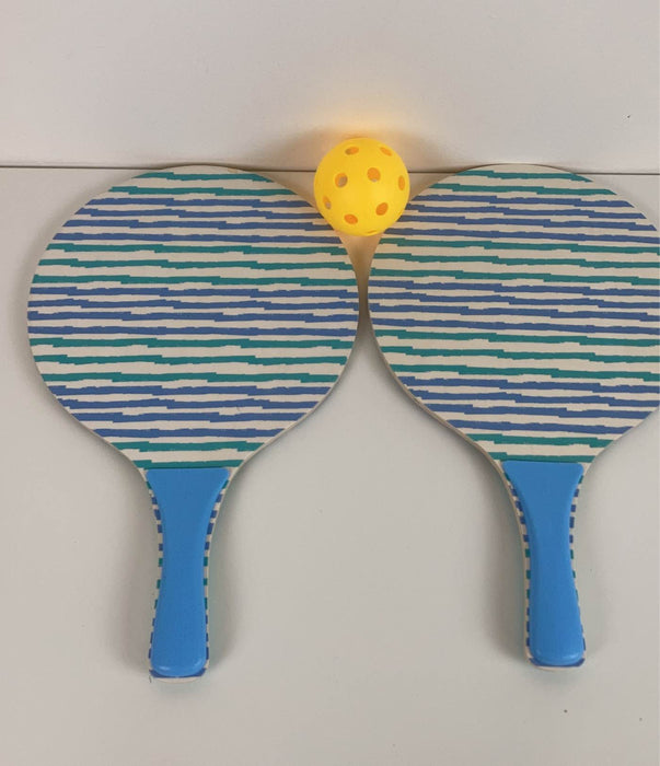 used Sun Squad Blue Stripes Paddle Ball Set