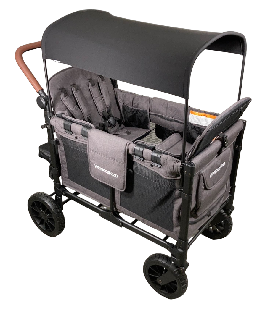 w4 quad stroller wagon Wonderfold W4 Luxe Quad Stroller Wagon, Charcoal Grey with Black Frame, 2023