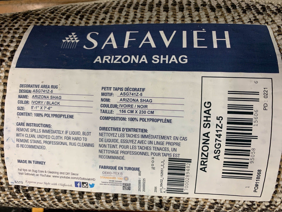 Shop Safavieh Arizona Shag Area Rug 5’ x 7’, Ivory/Black at GoodBuy Gear