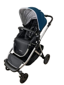 secondhand Mockingbird Single to Double Stroller, 2023, Silver with Black Leather, Watercolor Drops, Sea