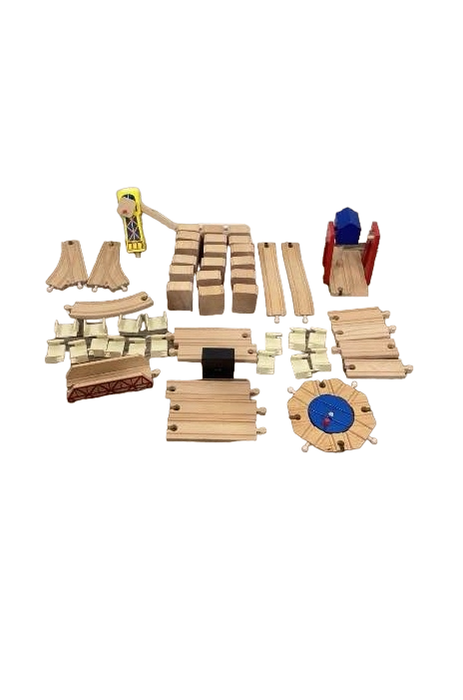 secondhand Melissa & Doug Wooden Railway Set