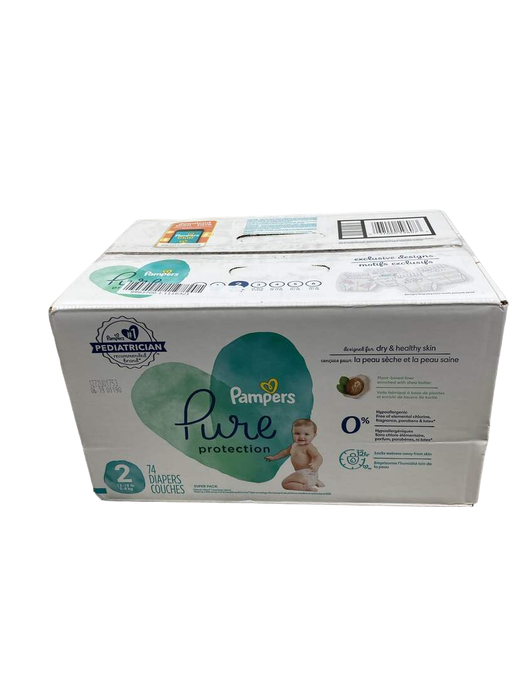 used Pampers Pure Protection Diapers Size 2, 74 Count