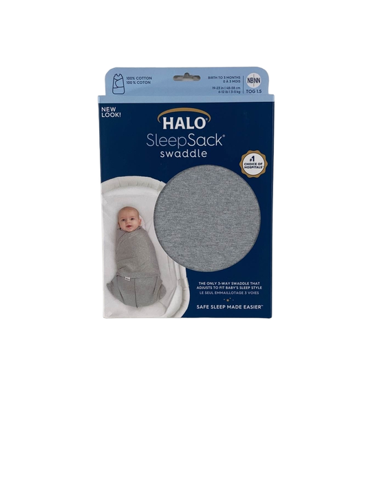 used Halo SleepSack Swaddle, Newborn, Heather Gray