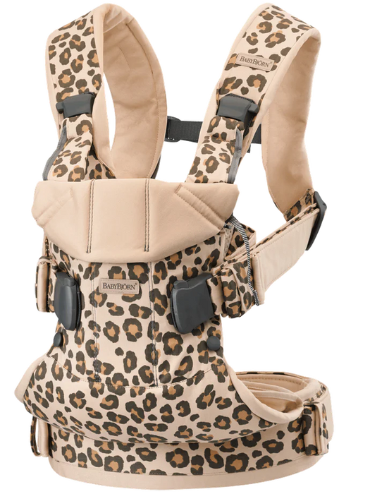 used BabyBjorn Baby Carrier One, Beige/Leopard - Cotton