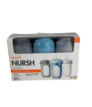 Boon Nursh Silicone Pouch Bottle 8oz (3-pack) - Blue