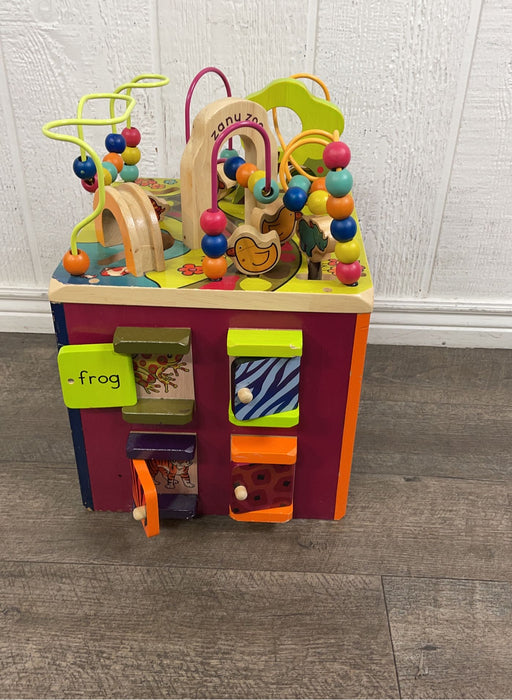 used B. toys Zany Zoo Wooden Activity Cube