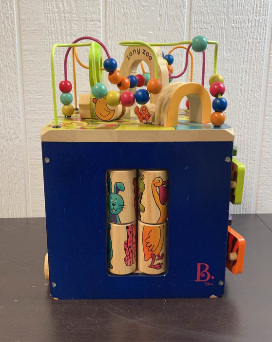 used B. toys Zany Zoo Wooden Activity Cube