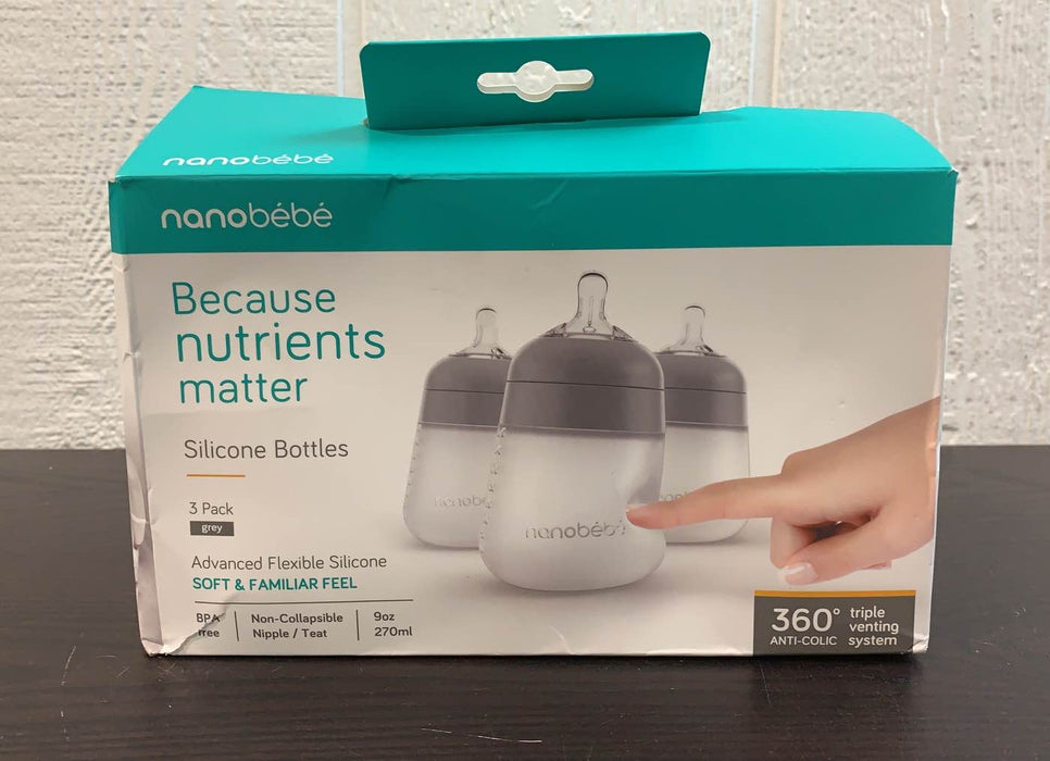 Shop Nanobébé Flexy Silicone Baby Bottles, 9oz, 3-Pack, Grey at GoodBuy Gear