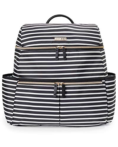 used Skip Hop Flatiron Diaper Bag, Black and White Stripe