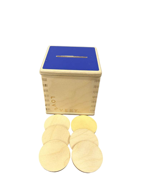 used Lovevery Wooden Coin Bank Set