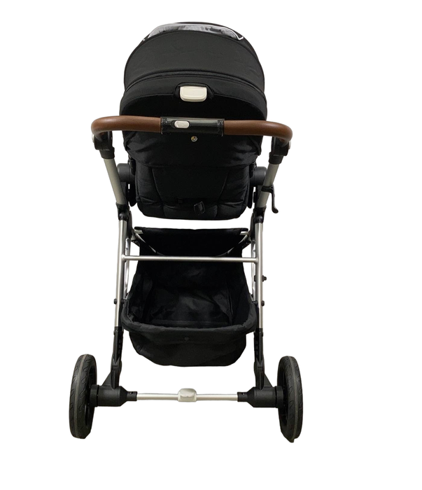 Mockingbird Single Stroller, 2023, Black, Watercolor Drops, Silver With Penny Leather