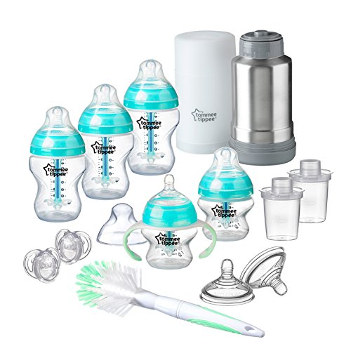 used Tommee Tippee Advanced Anti Colic Newborn Baby Bottle Feeding Gift Set, w/ Heat Sensing