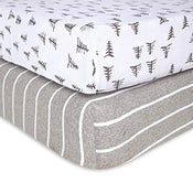 Shop Burt's Bees Baby Crib Sheets, 2 pack, Pine Forest & Stripe at GoodBuy Gear