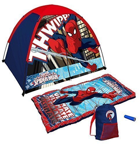 Marvel Ultimate Spider-man Kids Play Tent Set With Sleeping Bag