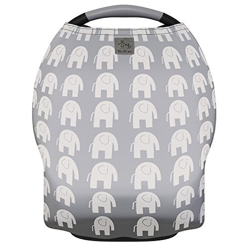 Shop MoM-me Multi Use Cover, Grey & White Elephants at GoodBuy Gear