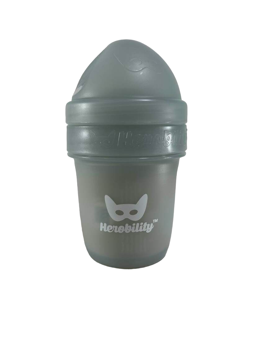Herobility Wide-Neck Baby Bottle, Gray, 0+ month, Count