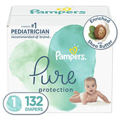 used Pampers Pure Protection Diapers Size 1, 132 Count