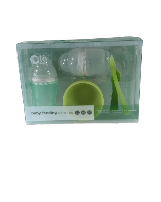 used Olababy Feeding Starter Set, Mint/Frost/Green