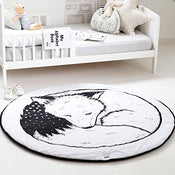 used HILTOW Round Nursery Rug, Baby Fox