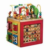 used B. Toys Zany Zoo Wooden Activity Cube