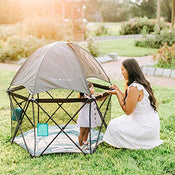 Shop Baby Delight Go With Me Eclipse Portable Playard, Regular, Watercolor Stripe with Grey Canopy at GoodBuy Gear