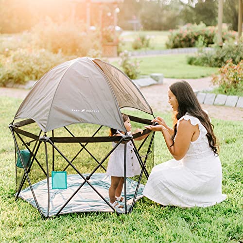 Shop Baby Delight Go With Me Eclipse Portable Playard, Regular, Watercolor Stripe with Grey Canopy at GoodBuy Gear