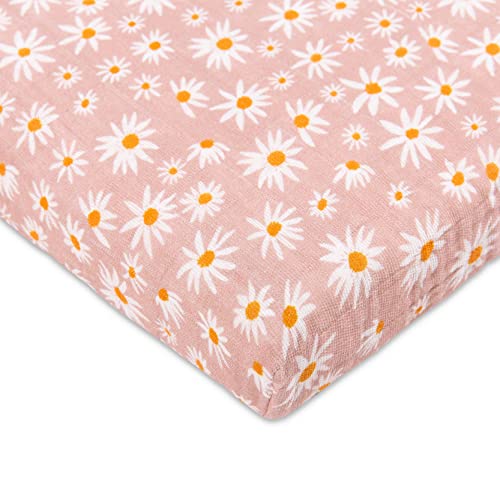 used Babyletto Muslin All-Stages Midi Crib Sheet, Daisy