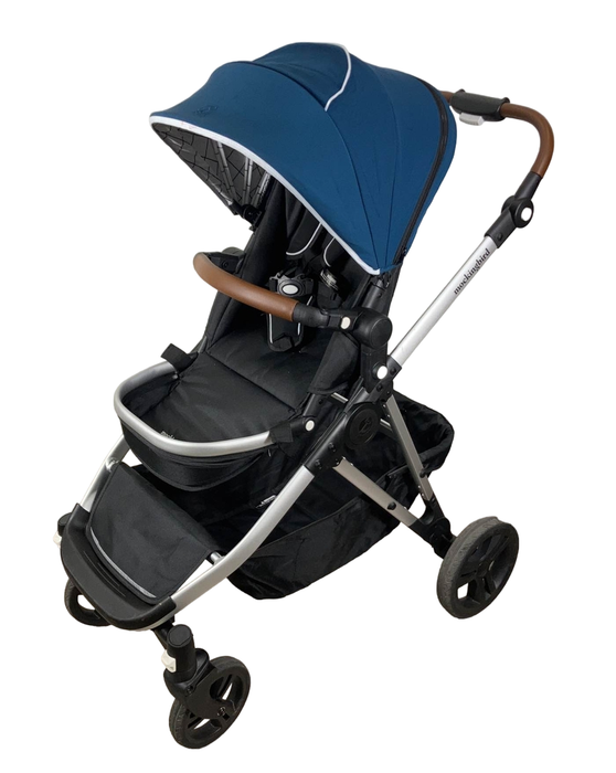 used Mockingbird Single to Double Stroller, 2023, Silver with Penny Leather, Windowpane, Sea