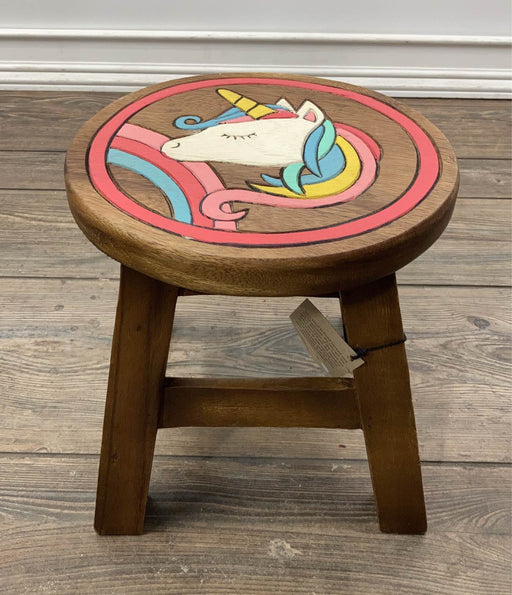 secondhand Wooden Stool, --Unicorn 10” x 9.5”