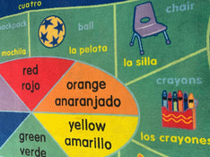 secondhand Lakeshore Spanish-English Activity Carpet, 6x9