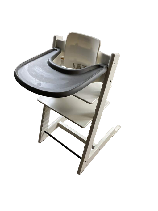 used Stokke Tripp Trapp High Chair with Baby Set and Tray, White, Storm Grey