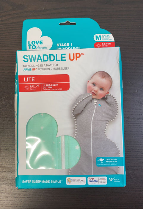 used Love To Dream Swaddle Up Lite Sleep Sack, Medium, Mint Stars