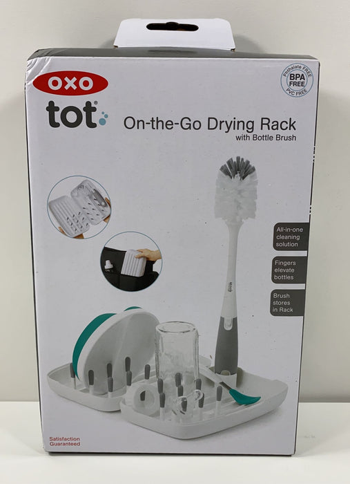 used OXO Tot On The Go Drying Rack With Bottle Brush, Grey